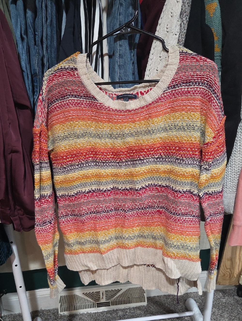 American Eagle Multicolor Striped Lightweight Knit Sweater